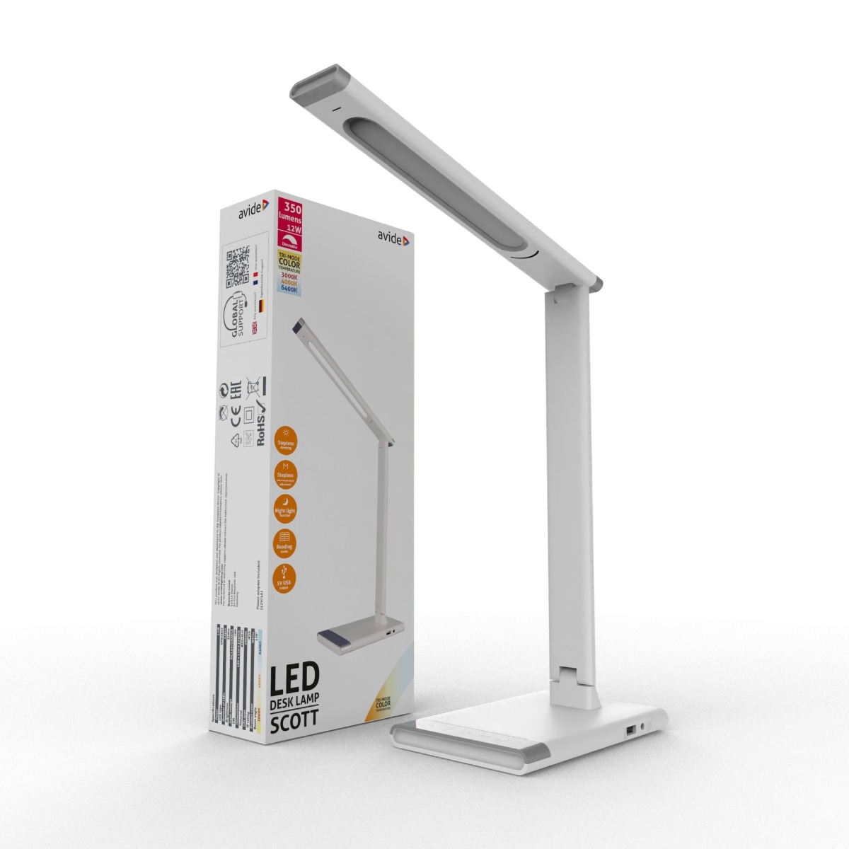 Avide LED Φωτιστικό Γραφείου Scott Λευκό 12W - Image 7