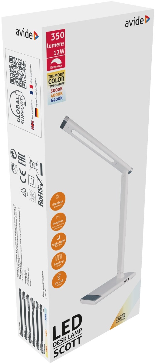 Avide LED Φωτιστικό Γραφείου Scott Λευκό 12W - Image 2