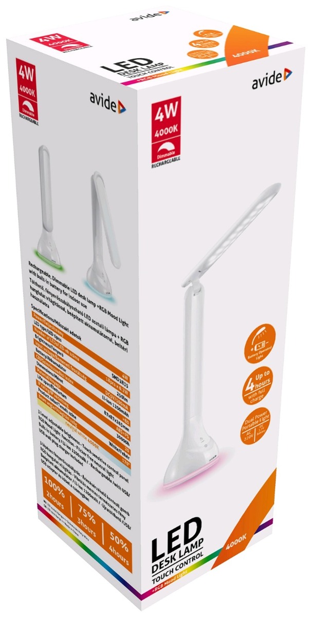 Avide LED Φωτιστικό Γραφείου RGB Mood Light Λευκό 4W - Image 2