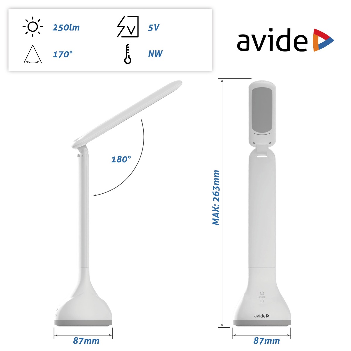 Avide LED Φωτιστικό Γραφείου RGB Mood Light Λευκό 4W - Image 3
