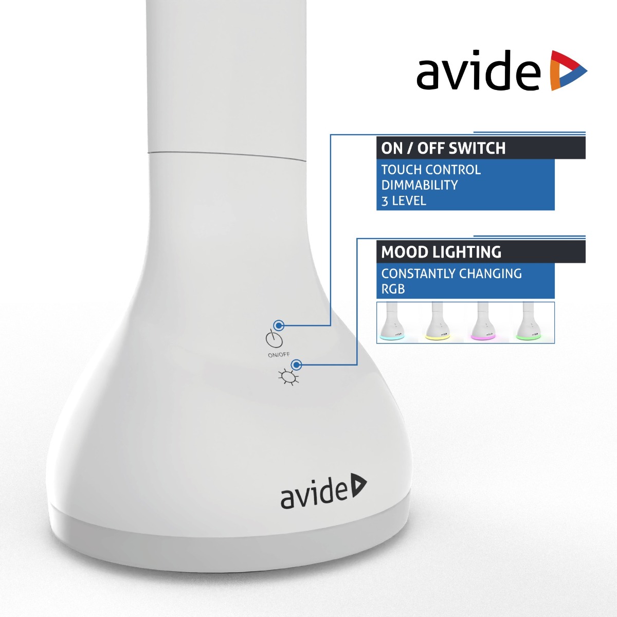 Avide LED Φωτιστικό Γραφείου RGB Mood Light Λευκό 4W - Image 4