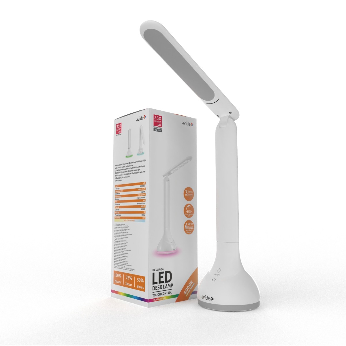 Avide LED Φωτιστικό Γραφείου RGB Mood Light Λευκό 4W - Image 7