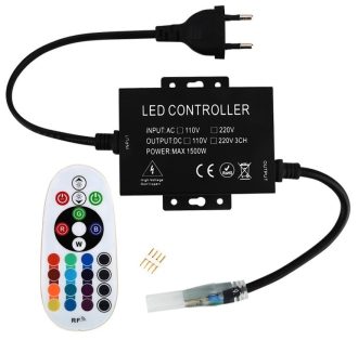 Avide Τηλεχειριστήριο RF και Ελεγκτής για LED Ταινία 220V RGB Μαξ 100m