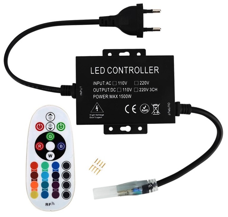 Avide Τηλεχειριστήριο RF και Ελεγκτής για LED Ταινία 220V RGB Μαξ 100m