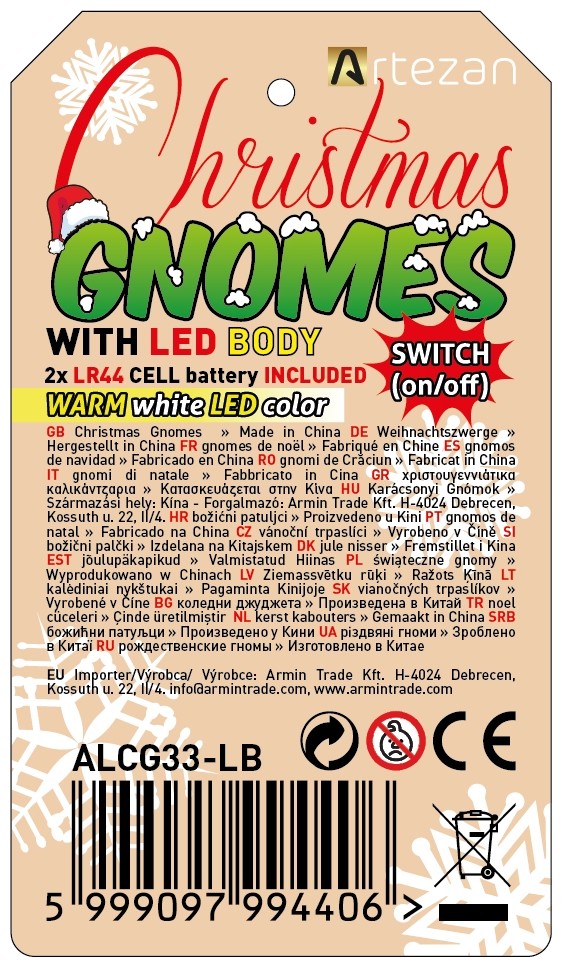 Artezan LED Χριστουγεννιάτικος Νάνος 33cm με LED Σώμα 2x LR444 incl. - Image 3