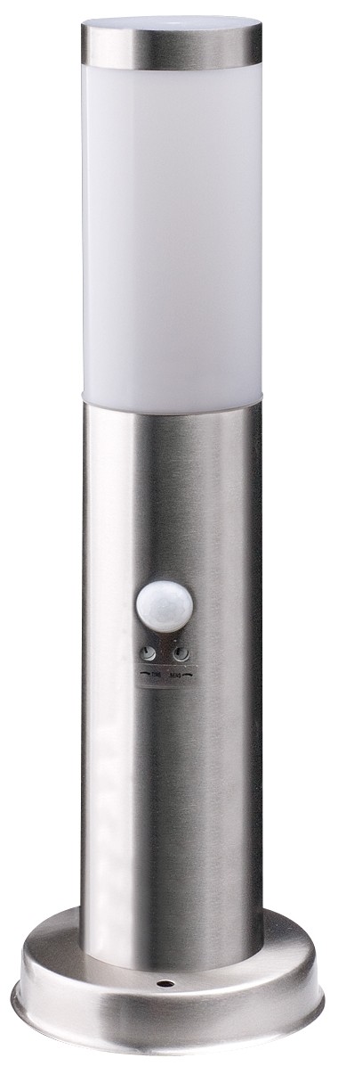 Avide Εξωτερικό Φωτιστικό Κήπου Κολώνα Boca 1xE27 450mm IP44 Σατέν Νίκελ με Φωτοκύτταρο