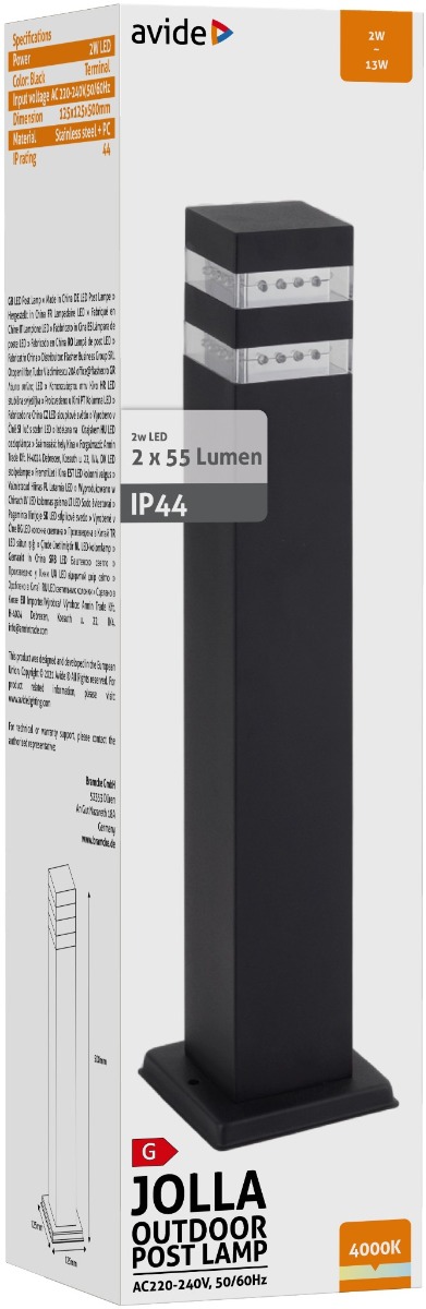 Avide Εξωτερικό Φωτιστικό Κήπου Κολώνα Jolla LED 2W NW 500mm IP44 Μαύρο - Image 2
