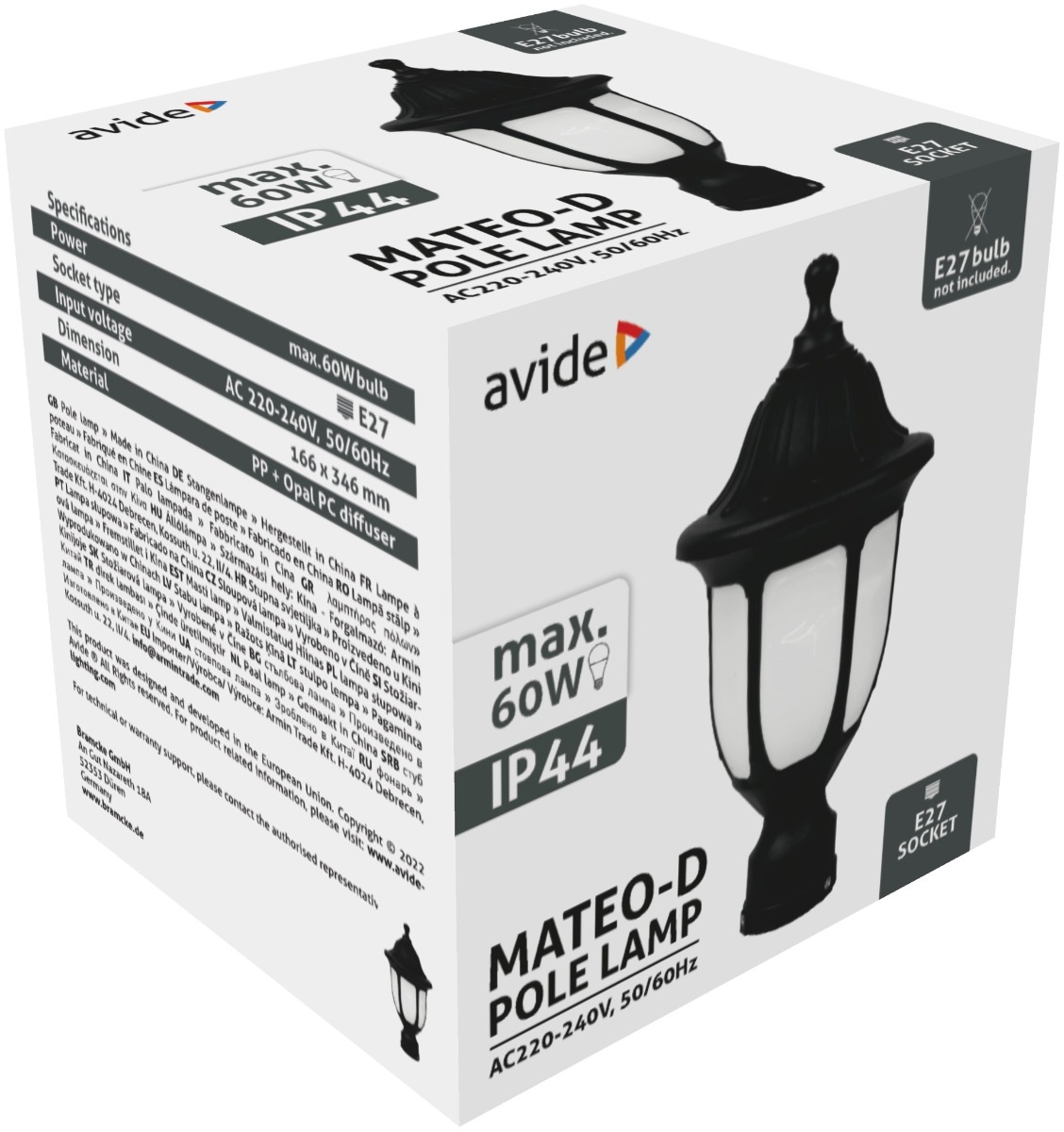 Avide Επιτοίχιο Φωτιστικό Εξωτερικού Χώρου Mateo XS 1xE27 IP44 Μαύρο - Image 2
