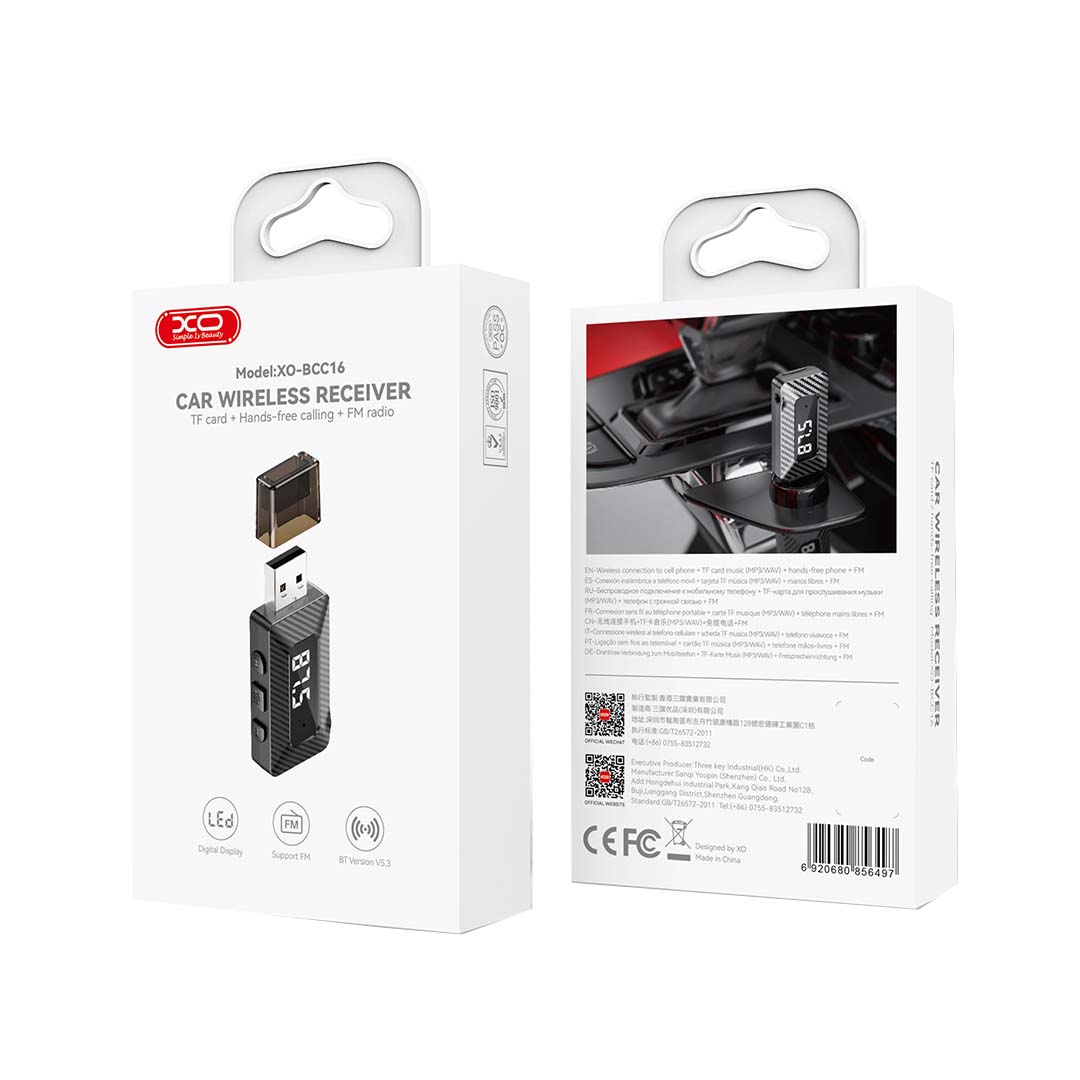 XO BCC16 Ασύρματος Δέκτης Αυτοκινήτου Bluetooth με Υποστήριξη FM Transmitter + TF Κάρτα - Image 4