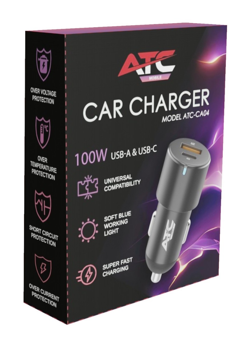 ATC-CA04 Φορτιστής Αυτοκινήτου USB-A & Type-C 100W - Image 2