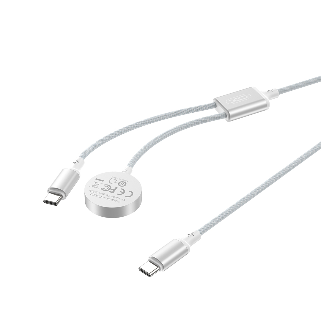 XO CX030 Type-c σε Type-c + Καλώδιο Φόρτισης Ρολογιού Λευκό - Image 2
