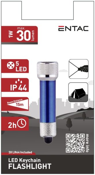 Entac Φακός 5 LED Μπρελόκ Μπλέ