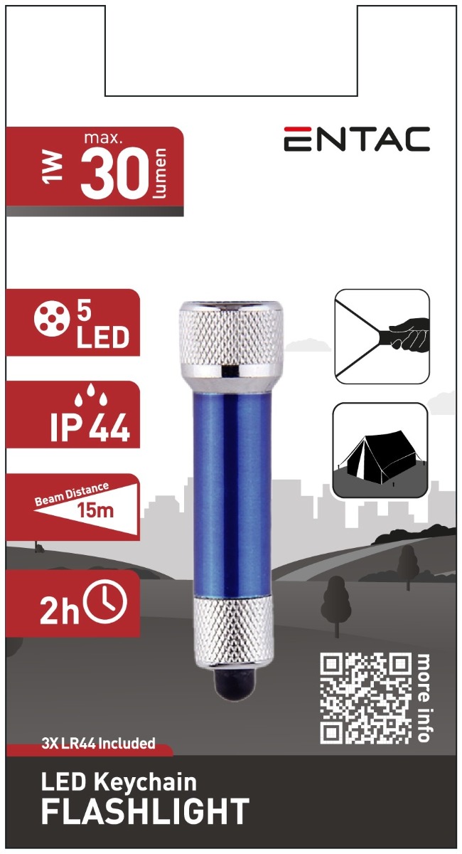 Entac Φακός 5 LED Μπρελόκ Μπλέ