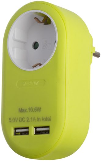 Entac Πρίζα Σούκο με 2 Θύρες USB (total 2.1A) Λάιμ