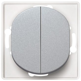 EON E6072.S Εναλλακτικός Διακόπτης Διπλός Χωρίς Πλαίσιο Κάλυψης Ασημί