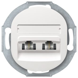 EON E613.0 Διπλή Πρίζα Τηλεφώνου Χωρίς Πλαίσιο Κάλυψης 2xRJ12 6/4 Cat 3 Λευκή