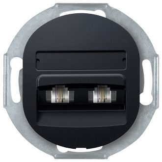 EON E613.E1 Διπλή Πρίζα Τηλεφώνου Χωρίς Πλαίσιο Κάλυψης 2xRJ12 6/4 Cat 3 soft-touch Μαύρη