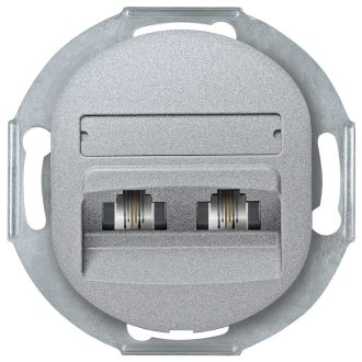 EON E613.S Διπλή Πρίζα Τηλεφώνου Χωρίς Πλαίσιο Κάλυψης 2xRJ12 6/4 Cat 3 Ασημί