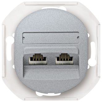 EON E614.S Δπλή Πρίζα Δεδομένων Χωρίς Πλαίσιο Κάλυψης 2xRJ45 Cat 5e UTP Ασημί