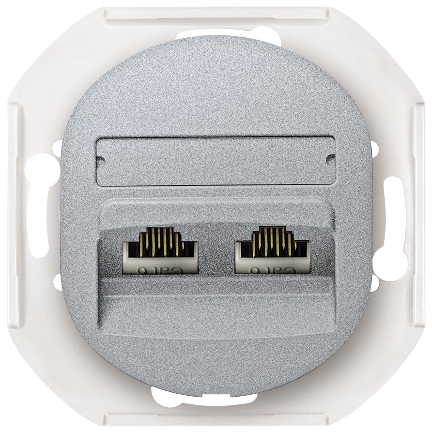 EON E614.S Δπλή Πρίζα Δεδομένων Χωρίς Πλαίσιο Κάλυψης 2xRJ45 Cat 5e UTP Ασημί