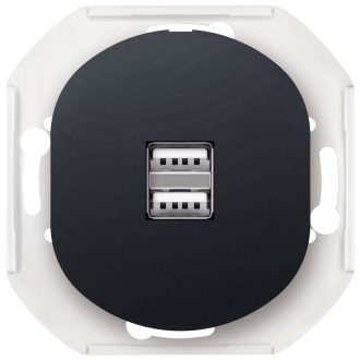 EON E6161.E1 2xUSB Πρίζα Φόρτισης 2.1A 5V Χωρίς Πλαίσιο Κάλυψης soft-touch Μαύρη