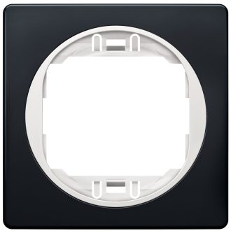 EON E6801.E10 Πλαίσιο μιας Θύρας 80x80 soft-touch Μαύρο με Λευκό Στήριγμα