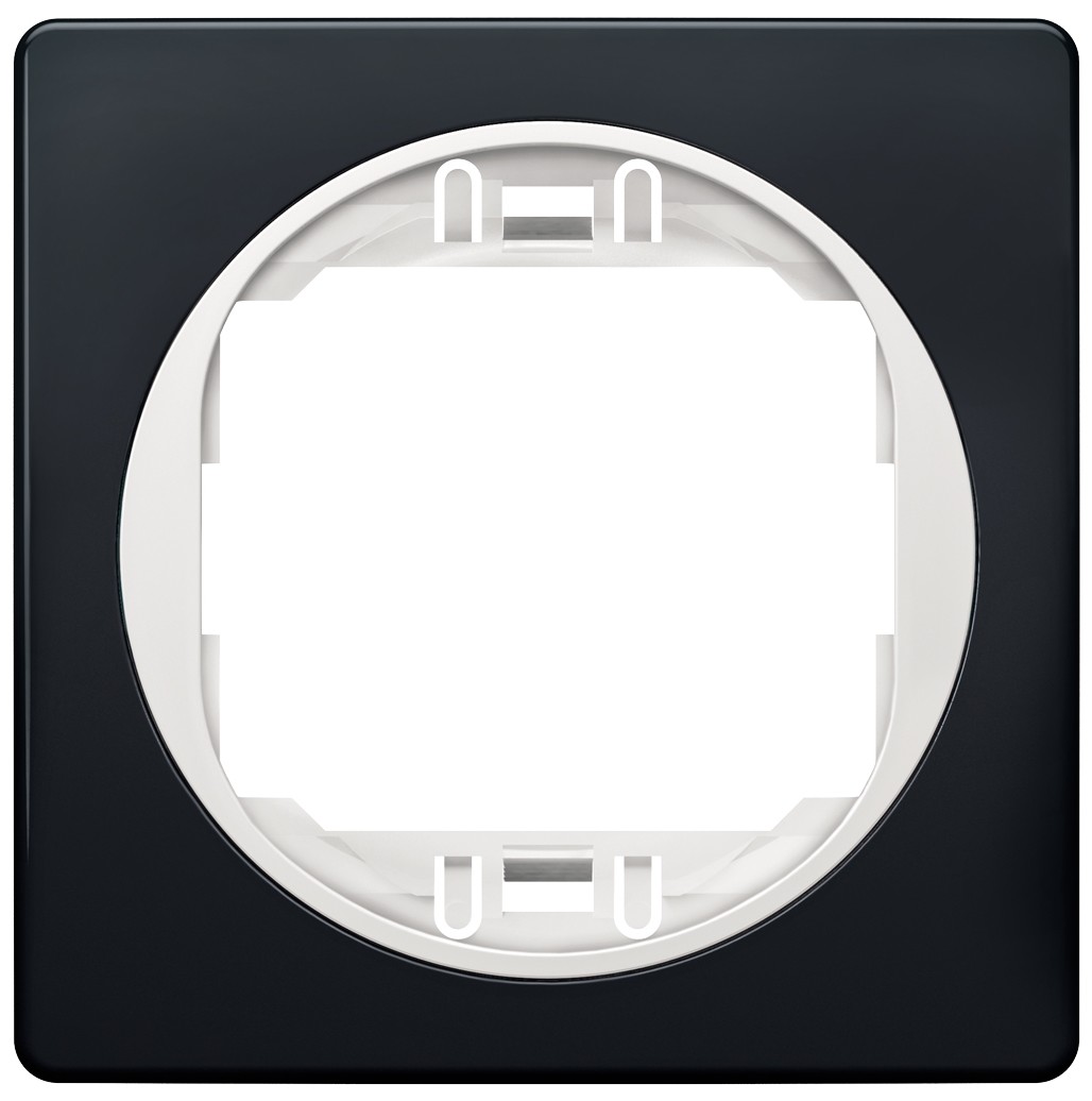 EON E6801.E10 Πλαίσιο μιας Θύρας 80x80 soft-touch Μαύρο με Λευκό Στήριγμα