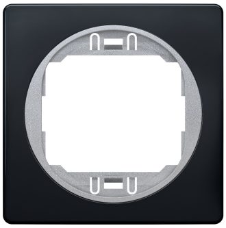 EON E6801.E1S Πλαίσιο μιας Θύρας 80x80 soft-touch Μαύρο με Ασημί Στήριγμα