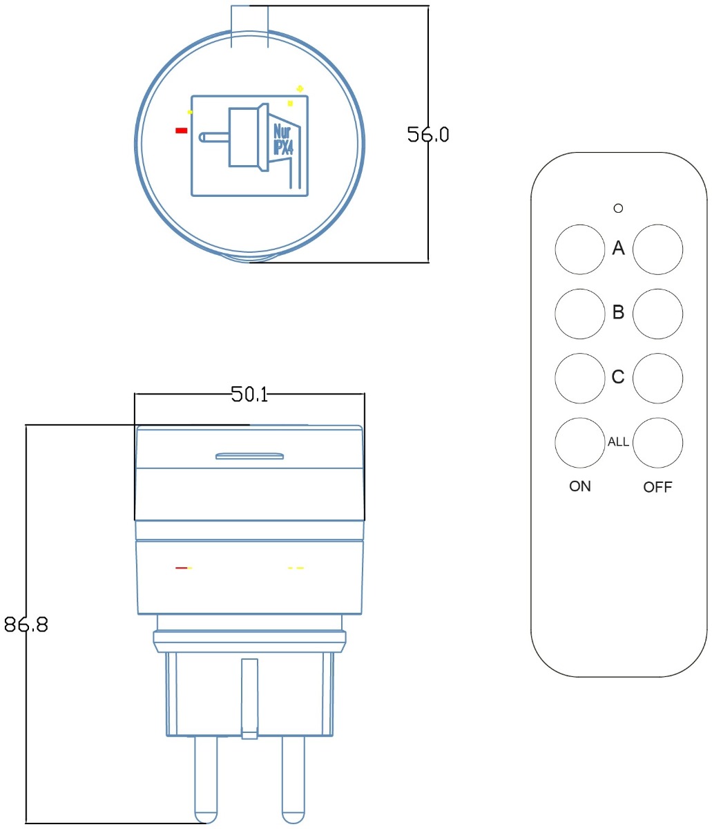 Entac Σετ Πριζών με Τηλεχειριστήριο & RC 2xIP44 - Image 2