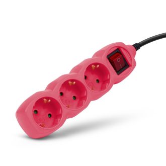 Entac Πολύπριζο 3 Θέσεων με Διακόπτη 3x1.0mm 1.5m Ρόζ