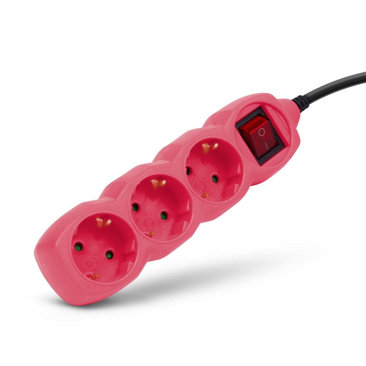 Entac Πολύπριζο 3 Θέσεων με Διακόπτη 3x1.0mm 1.5m Ρόζ