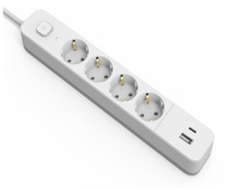 Entac Πολύπριζο D2 με 4 Πρίζες και Διακόπτη 1.5m 1xUSB-A x 1xUSB-C 3G1.5
