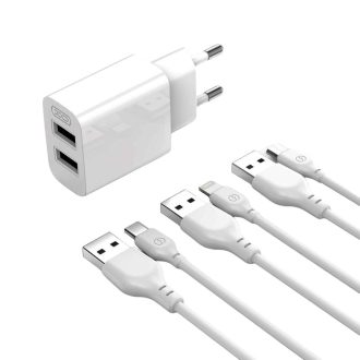 XO L109 Φορτιστής με Δύο Θύρες USB-A 2.4A και Καλώδιο Micro