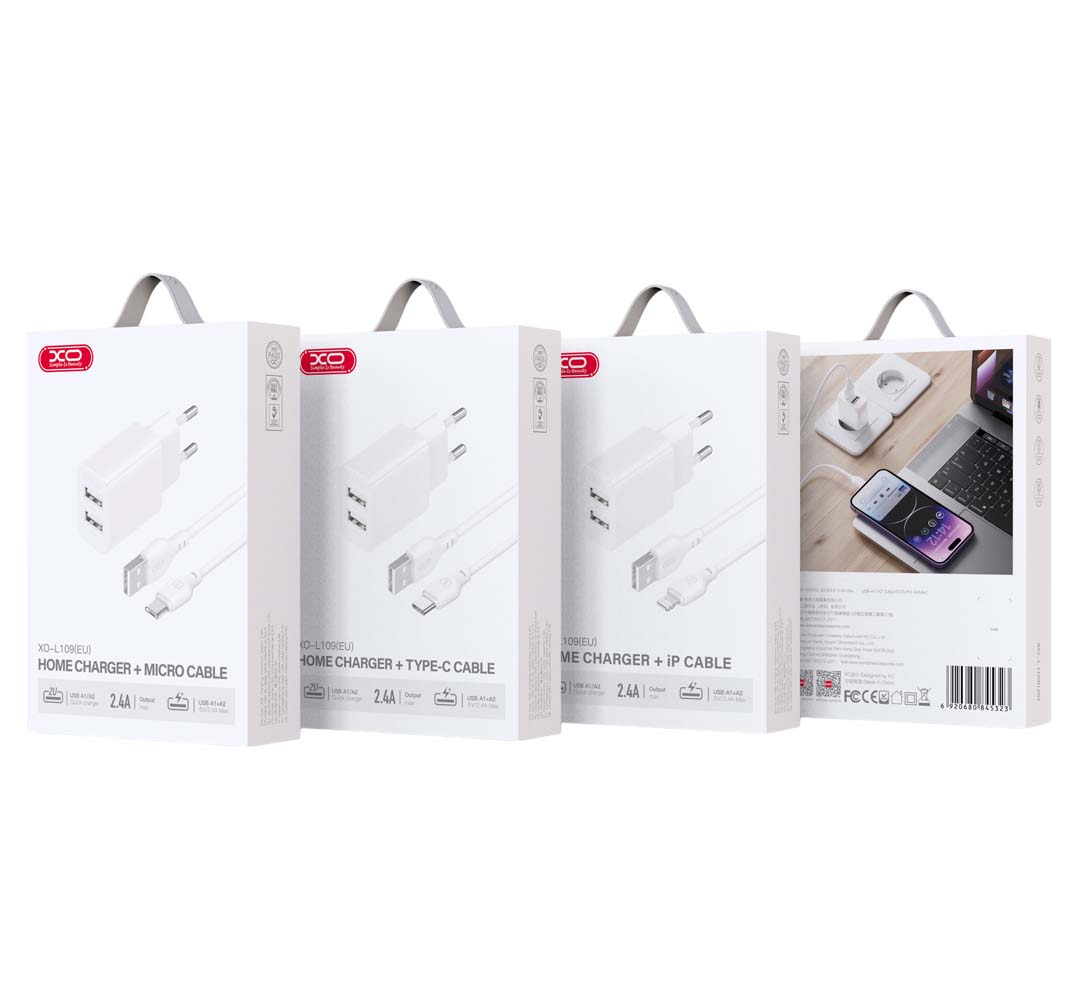 XO L109 Φορτιστής UK με Δύο Θύρες USB-A 2.4A και Καλώδιο Type-C - Image 3