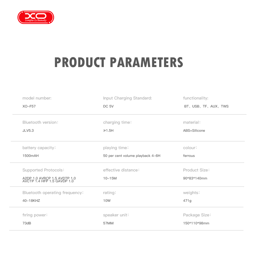 XO F57 PRO Φορητό Ηχείο Speaker 10W - Image 7
