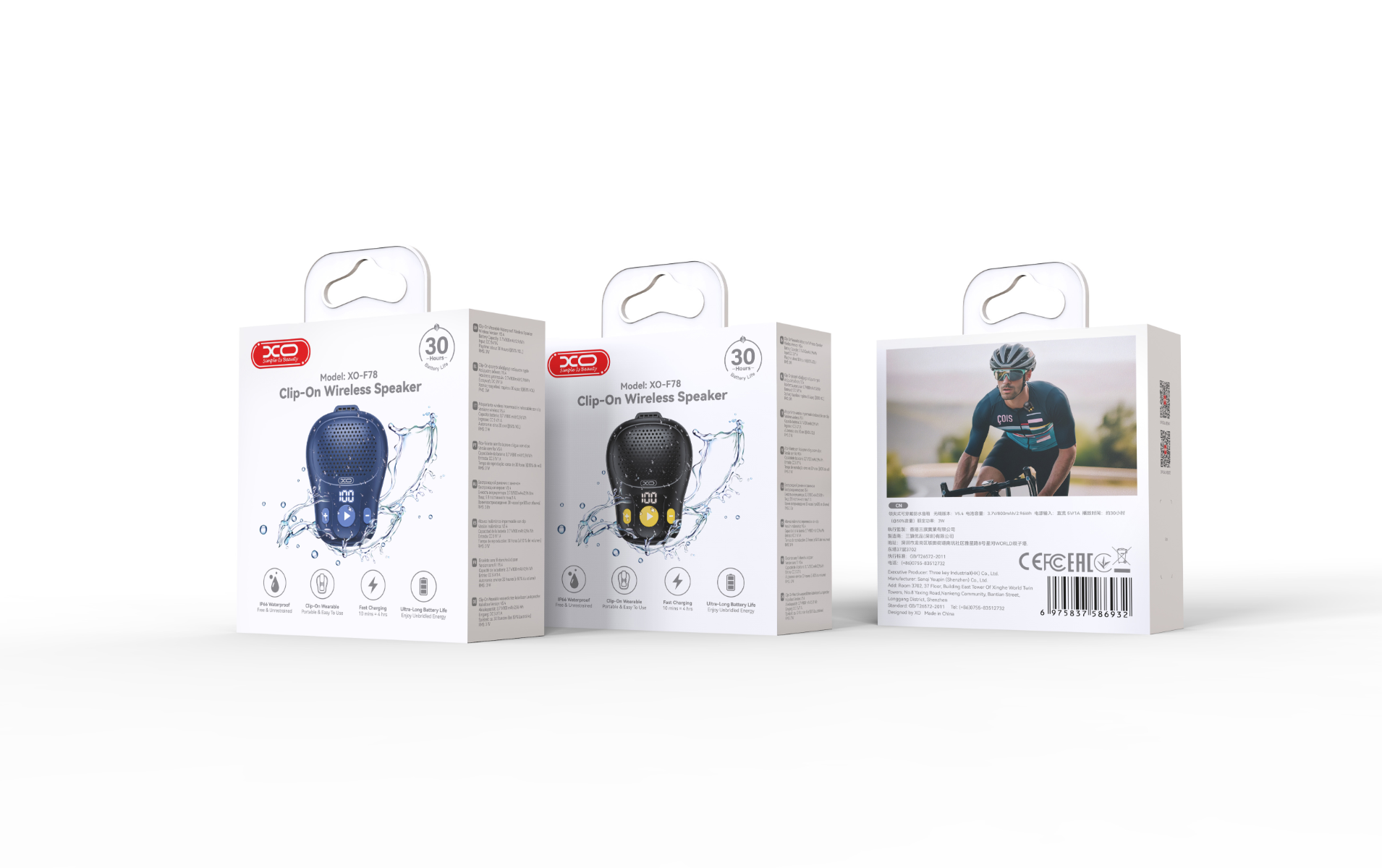 XO F78 Ασύρματο Ηχείο με Clip-On Wearable Αδειάβροχο Μαύρο - Image 6