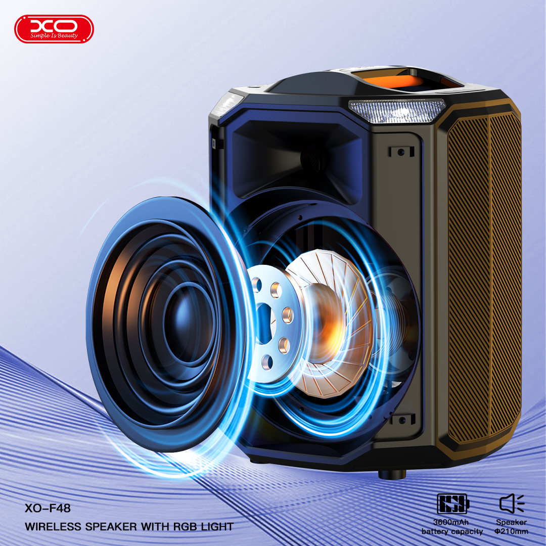 XO F48 Διπλό Ηχείο Speaker 8" RGB 40W (με τηλεχειριστήριο) - Image 3