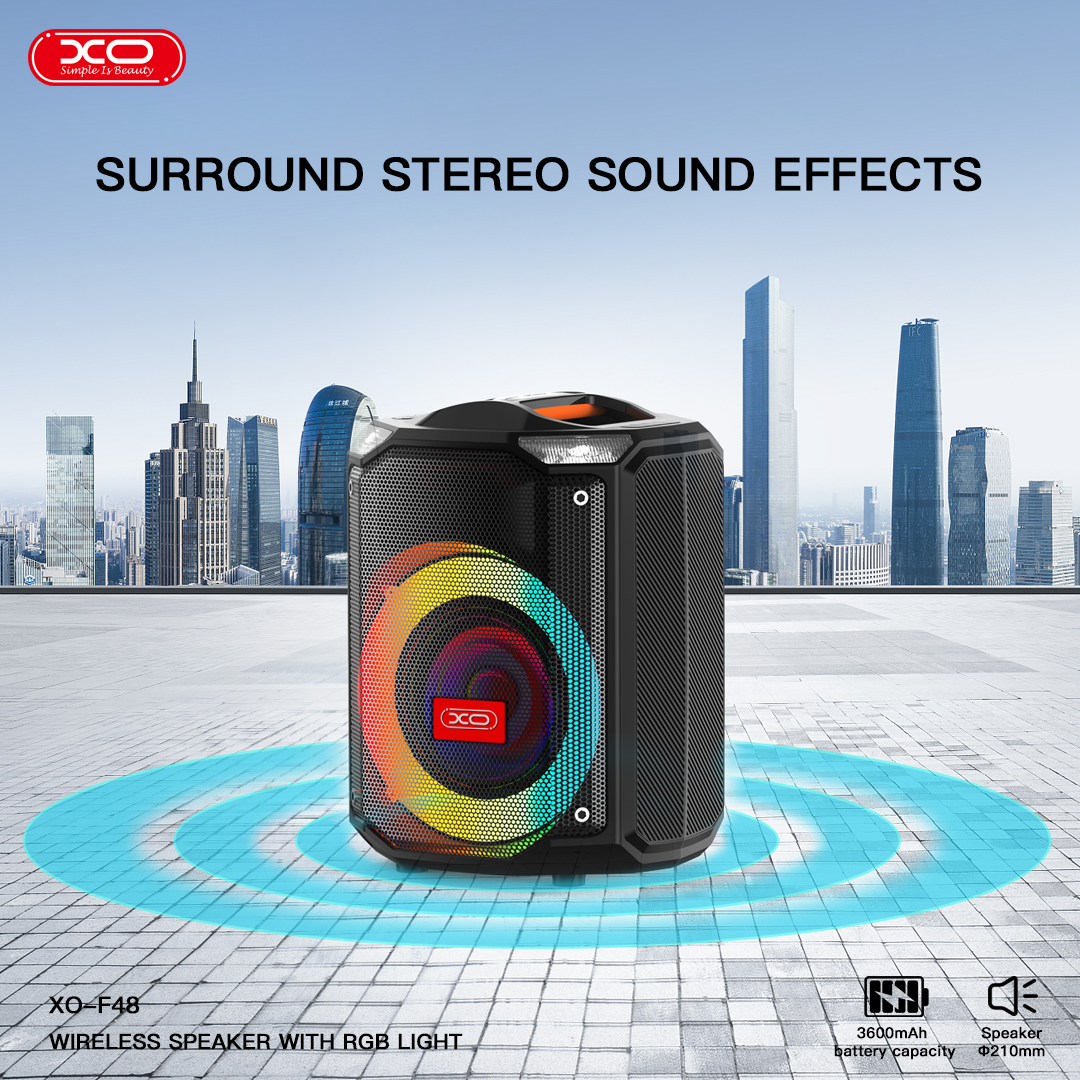 XO F48 Διπλό Ηχείο Speaker 8" RGB 40W (με τηλεχειριστήριο) - Image 2