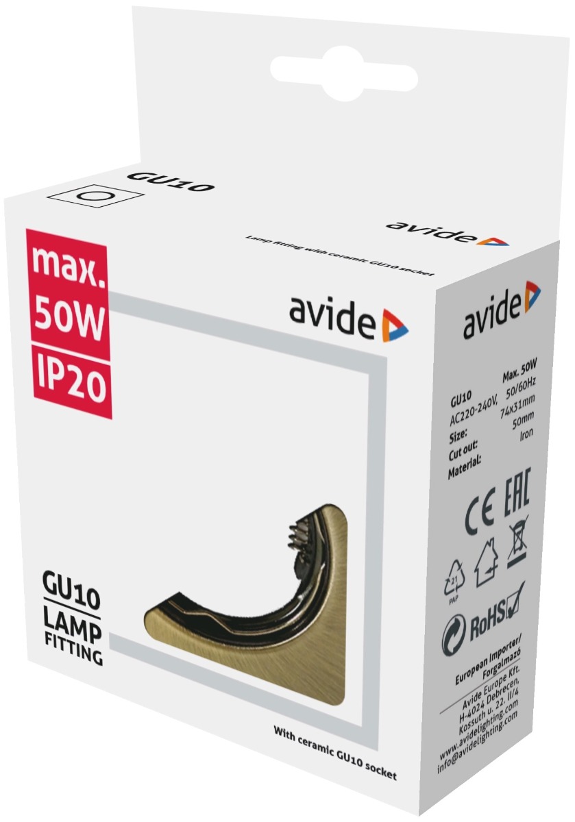 Avide GU10 Πλαίσιο Τετράγωνο Χαλκός - Image 2