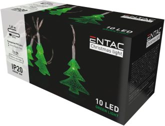 Entac Χριστουγεννιάτικα Λαμπάκια Εσωτερικά PVC Πράσινα Δέντρα 10 LED 1,65μ (2xAA Δεν περιλαμβ.)