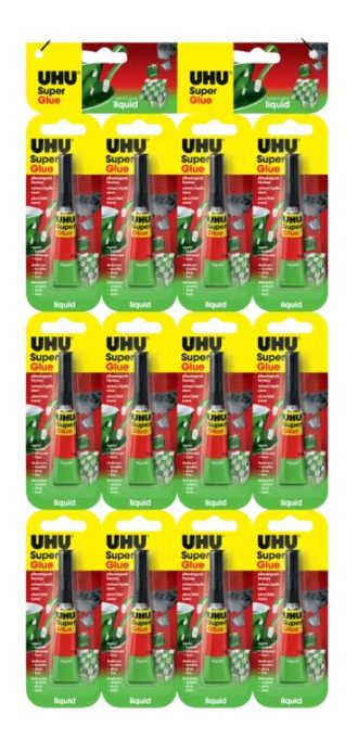 UHU Superglue Υγρή Κόλλα Jumbo 3g B12 (12τμχ)