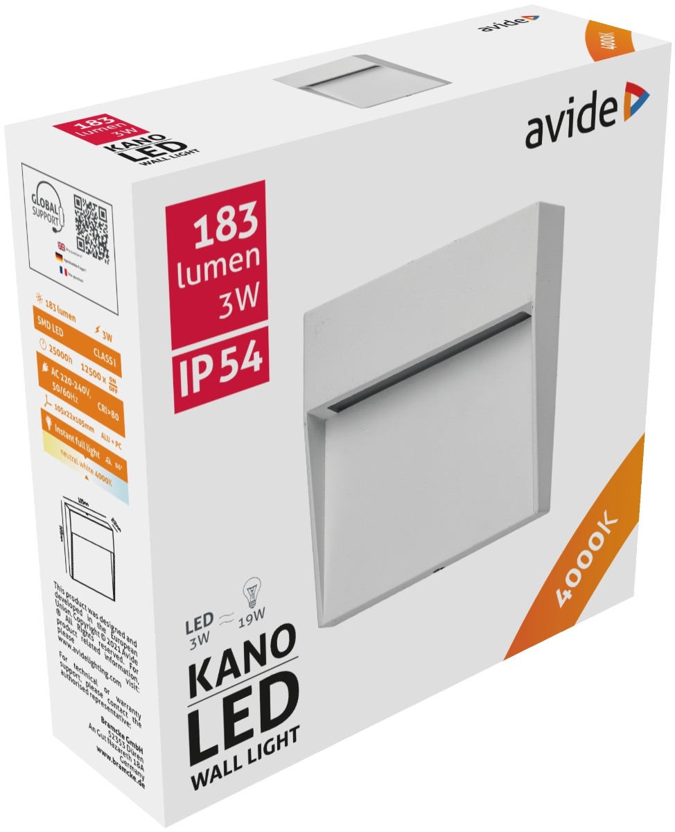 Avide Εξωτερικό Φως Σκάλας Kano LED 3W Λευκό 4000K IP54 10.5cm - Image 2