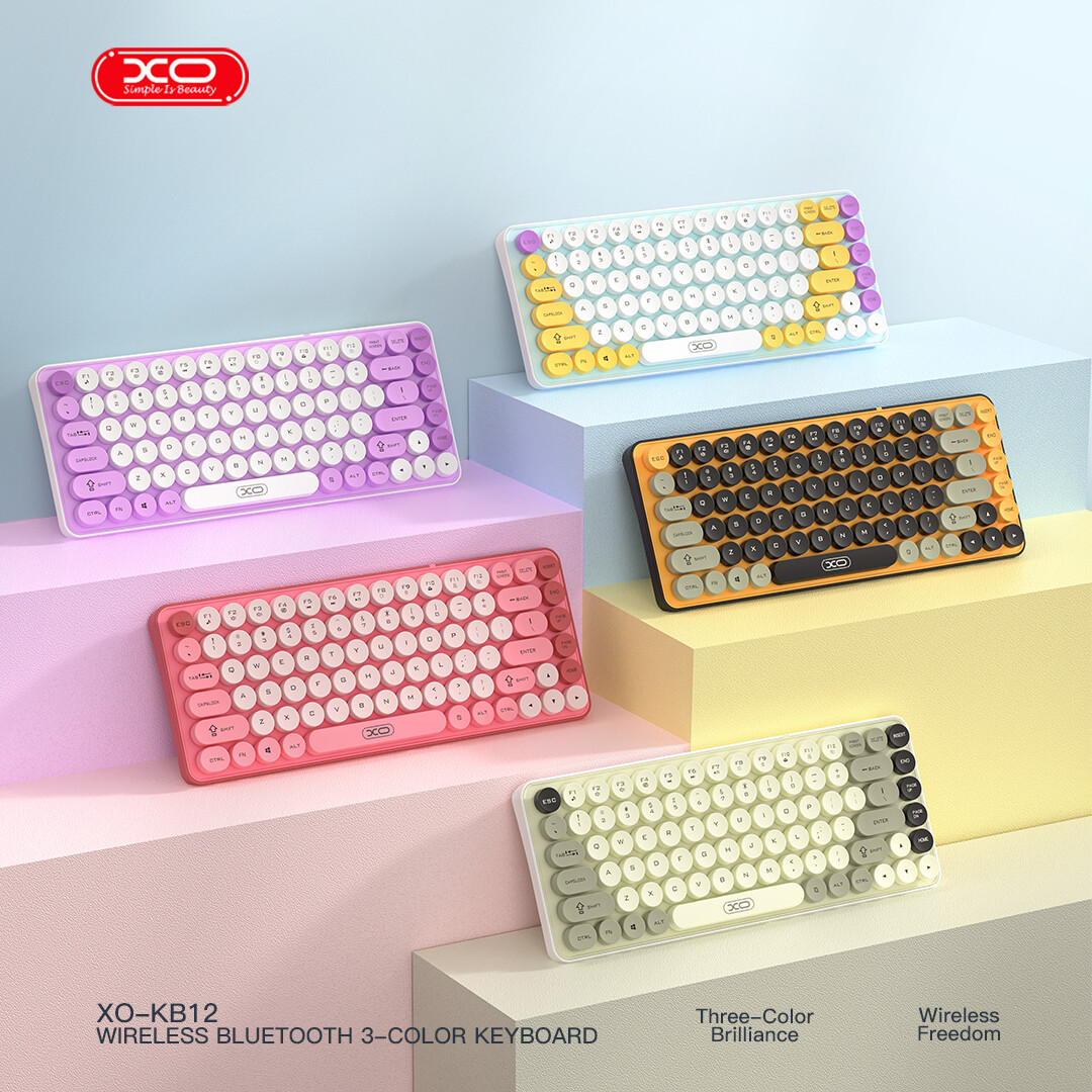 XO KB-12 Ασύρματο Πληκτρολόγιο Bluetooth Tri-Colour Γκρι - Image 7