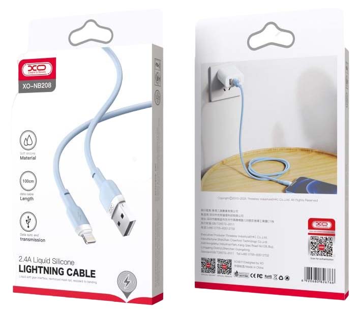 XO NB208A Καλώδιο Μεταφοράς Δεδομένων Type-c σε Lightning 20W Σιλικόνης Μπλε - Image 4