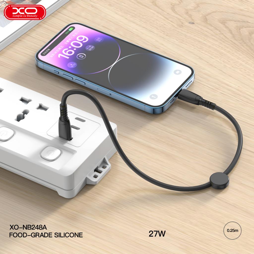 XO NB-Q248A Suluo Series Φορητό Καλώδιο Αντάπτορας Type-C σε Lightning 27W 25cm Strip Λευκό - Image 5