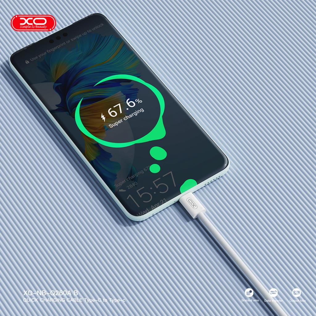 XO NB-Q260A Καλώδιο Φόρτισης Type-C σε Type-C 60W 1m - Image 4