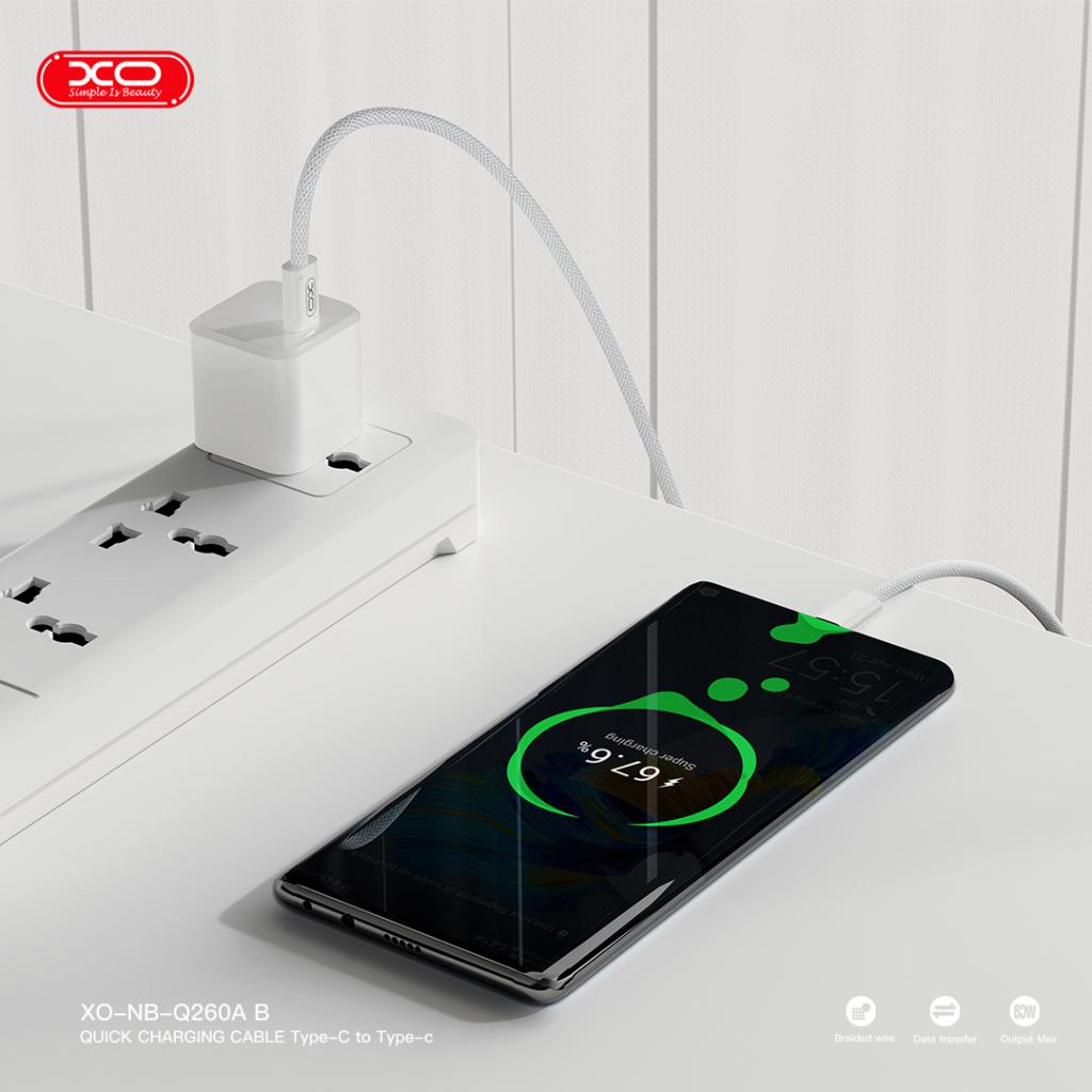XO NB-Q260A Καλώδιο Φόρτισης Type-C σε Type-C 60W 1m - Image 5