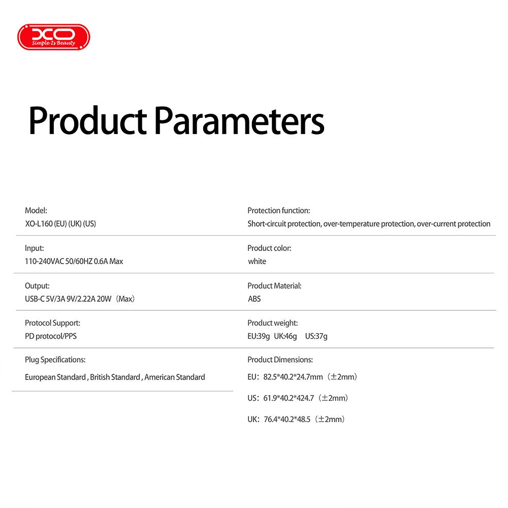 XO L160(UK) Φορτιστής Γρήγορης Φόρτισης 20W 1USB-C - Image 6