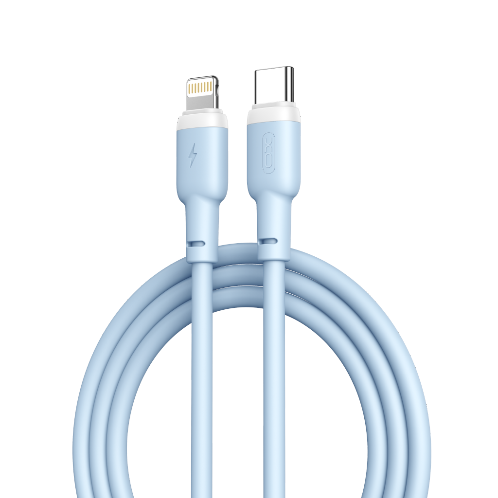 XO NB208A Καλώδιο Μεταφοράς Δεδομένων Type-c σε Lightning 20W Σιλικόνης Μπλε