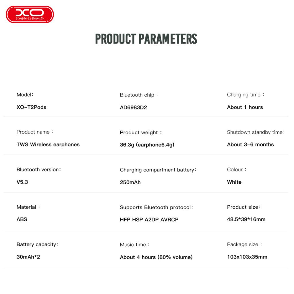 XO T2 Ασύρματα Ακουστικά Bluetooth (2ης γενιάς) - Image 6